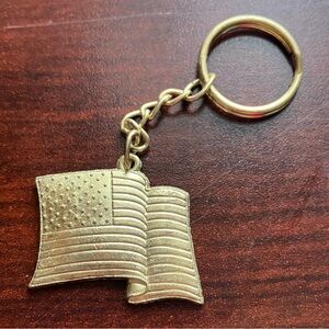 Vintage Gold American Flag Keychain